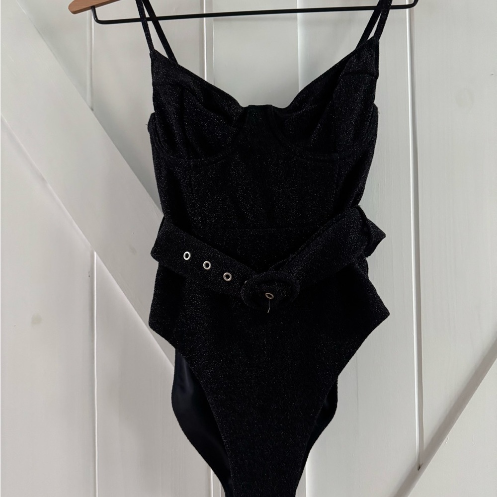 JONATHAN SIMKHAI Signature Noa Women’s Shimmery Black One Piece Swimsuit